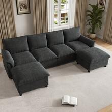 Black Cloud Modular Sofa - 2 Seat Set With Mobile Arms - 黑色四座 - 查看 4