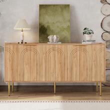 Modern Sideboard White With Adjustable Shelves - Natural - View 8