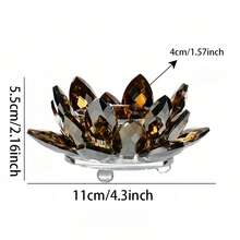 1pc Sparkling Crystal Floral Candle Holder, Ideal Housewarming Gift And Valentine's Day Home Decor - Multicolor - View 8