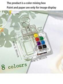 1pc 8-Slot Palette Box 15-Slot Palette Box Portable Mini Watercolor Paint Box Suitable For Sketchbook Travel Painting - Multicolor - View 10