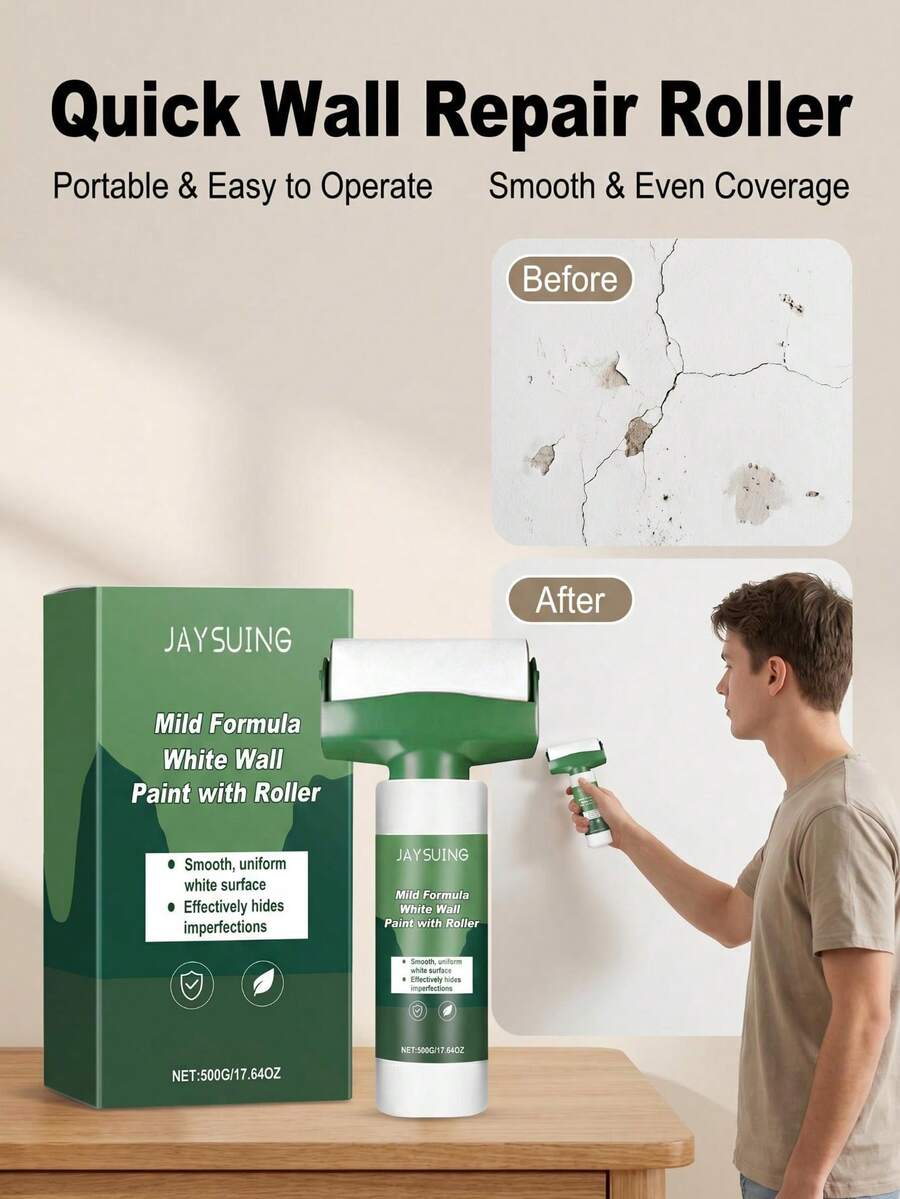 Quick-Dry Latex Paint Roller For Wall Renovation, One-Coat Clean Finish, Easy Coverage Of Wall Stains, Convenient One-Step Roll-On