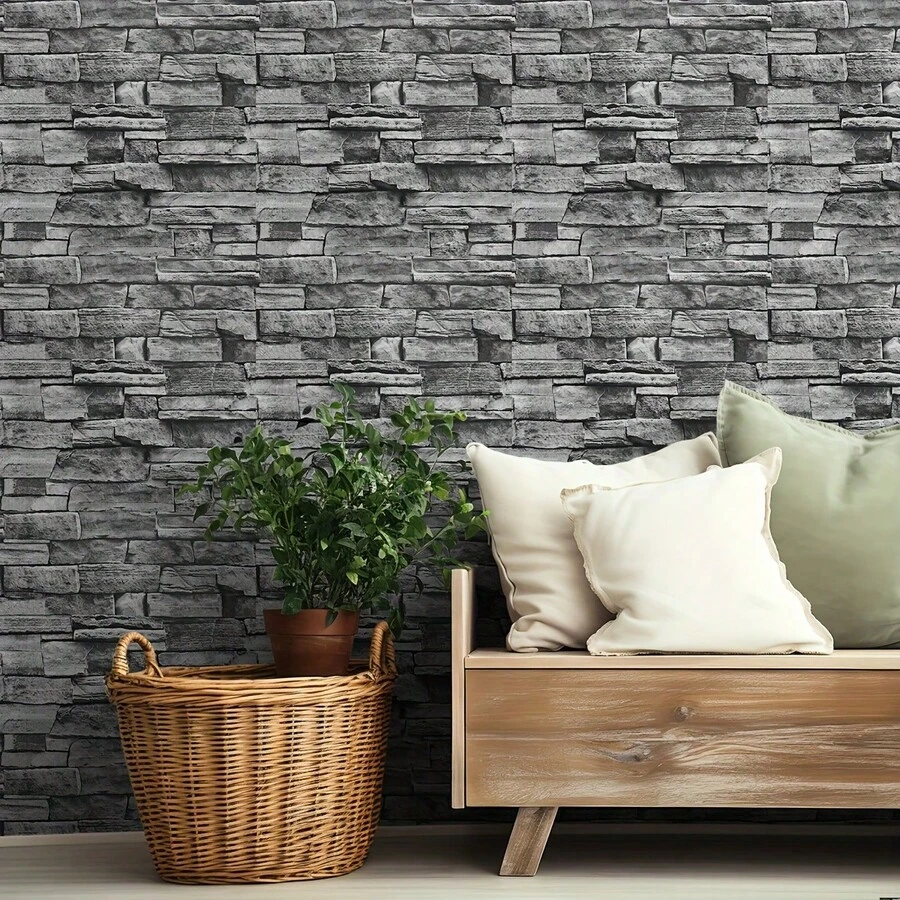 1 Roll Of Retro Brick Pattern Peel And Stick Wallpaper, Self-Adhesive Removable Wall, Kitchen Cabinets, Table Decor, Waterproof, Easy To Install, Suitable For Living Room, Bedroom, Bathroom Decor, Furniture Renovation, Rental Friendly, Home Decor