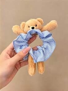1pc Striped Smiling Face Ribbon Hair Tie, Cute Women's Hair Scrunchies, Graduation Season And Back To School Accessory - Multicolor - View 7