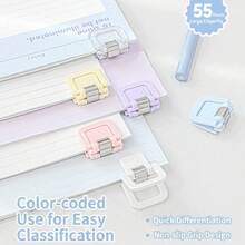 Cute Pastel Multi-Functional Mini Clip With Standable Handle, 55 Sheets Large Capacity Paper Binder Clip, Aesthetic Suspendable Memo Holder & Test Paper Stationery Organizer Student Document Folder Paper Clip Office Book Clip Card Clip Binder Clips Bulldog Clips Back To School - Sets - View 7