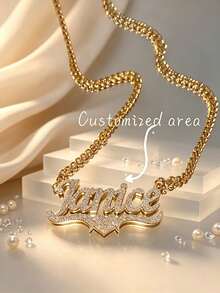 Custom Stainless Steel Name Necklace With Heart And Letter Pendants, Personalized Jewelry Gift For Women And Bridesmaids - One Size - View 7
