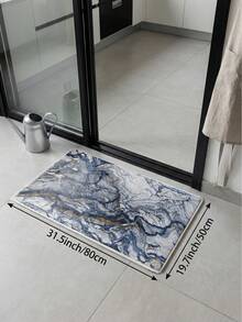 Blauer Batik-Stil Wohnzimmerteppich, große Größe weich, Feiertagsdekoration Teppich, geeignet für Küche, Esszimmer, Schlafzimmer, Innen-/Außenbereich, Büro, Lobby, Flur, Arbeitszimmer, rutschfeste Fußmatte - marineblau - Übersicht 18