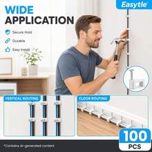Cable Clips Nail In Cable Clips 100 Pcs 8mm Flat Ethernet Cable Wall Clips Cable Tacks Coax Cable Clip Speaker Wire Clips Cable Nails For Cords Cat5_Cat5e_Cat6_Cat7 RJ45 Cord Clips - White - View 7