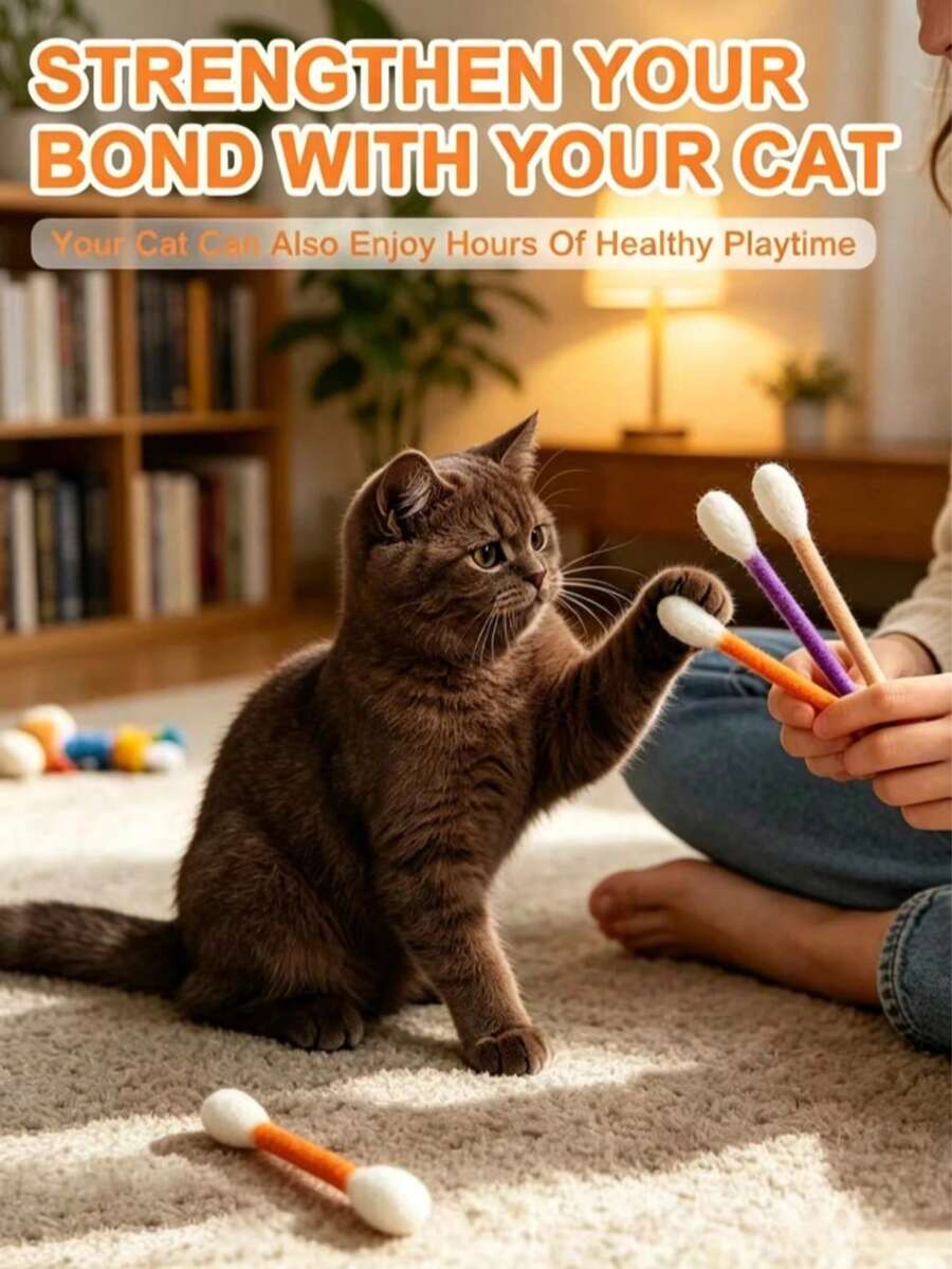 10/2pcs Cat Interactive Teaser Wand, Cat Toy, 6 Colors, Suitable For Indoor Entertainment, Bite-Resistant, Large Size Interactive Cat Kicking Game Enthusiast Gift Accessory