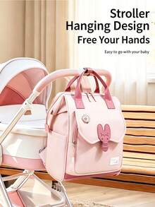 1 pieza Bolsa multiusos para mamá, bolso tote y mochila de gran capacidad. Esencial unisex para uso diario, compras y viajes. - Rosa - Ver 5