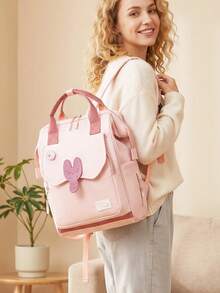 1 pieza Bolsa multiusos para mamá, bolso tote y mochila de gran capacidad. Esencial unisex para uso diario, compras y viajes. - Rosa - Ver 4