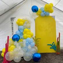 124pcs Seaside Pineapple Themed Balloon Arch Kit, Cartoon Sponge Style Balloon Party Decorations, Blue And Yellow Transparent Balloon Arch Kit, Birthday Party Decorations - View 5