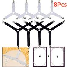 4/8 Piezas Correas Fijadoras de Sábanas, Fijador de Sábanas, Clips Fijadores de Sábanas - Fijador de Sábanas Elástico Ajustable, Adecuado para Sábanas Arrugadas - Blanco - Ver 17