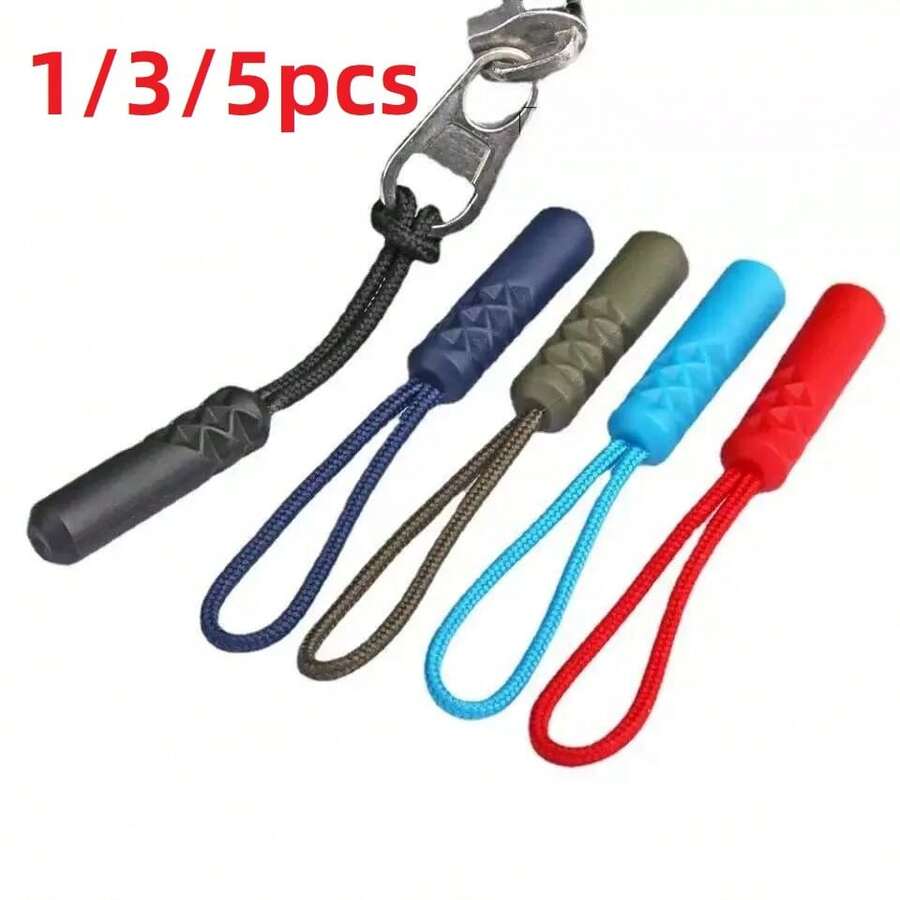 1/3/5pcs Zippers Pull Puller End Fit Rope Tag Replacement Clip Broken Buckle Fixer Suitcase Tent Backpack Zipper Cord - E-Mixed Color - View 1