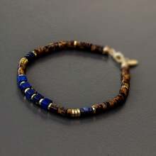 Money Casual Style Lapis Lazuli/Tiger Eye/Hematite Men's Beaded Bracelet, Attracts Wealth, Abundance And Prosperity, Suitable For Daily Wear - Multicolor - View 2