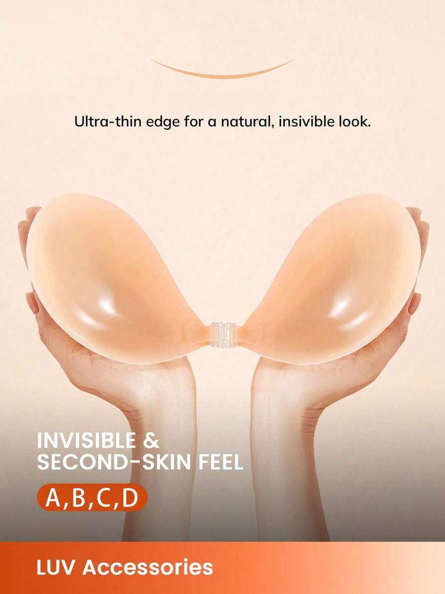 Backless Push Up Strapless Sticky Invisible Silicone Adhesive Bra-Ultra-Thin Nipple Cover Wedding Bra Women's Summer Invisible Breast Petals, Strapless Bra/Sleeve Dress Invisible Seamless Waterproof, Push-Up Bra/Sleeve Dress Small Breast Petals For - Silicone Round Cup - View 1