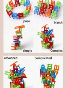 1 Set 24pcs Foldable Balance Chairs, Colorful Foldable Plastic Chairs, Parent-Child Interactive Balance Game, Educational Game To Cultivate Children's Concentration, Suitable For Home Entertainment And Party Fun, Random Color - Multicolor - View 11