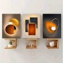 Leinwandgemälde mit Holzrahmen, 3-teiliges Set, Mehrdimensionales Effekt-Sprühbild, Wandkunst-Dekoration für Wohnzimmer, Schlafzimmer, Büro - 1 - Übersicht 6