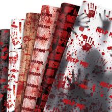 kumozawa 12pcs/Set Halloween Gift Wrapping Paper Set, Featuring Scary Bloodstain Handprints And Skull Patterns, Suitable For Zombie Party, Haunted House Decoration And Gothic Holiday Crafts - Multicolor - View 1