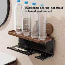 Bathroom Wall-Mounted Suction Cup Toilet Paper Holder, Creative Wood Grain Multifunctional Luxury Home Tissue Storage Box - Wood Grain - View 9