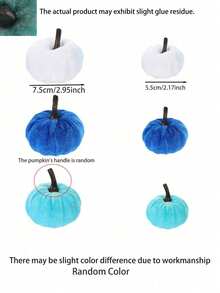 6pcs Artificial Velvet Pumpkin Decor Set, Faux Velvet Foam Pumpkin Decorations, Halloween Decor Realistic Pumpkin Ornaments Set, Soft Velvet Texture Autumn Farmhouse Harvest Mini Pumpkins, No Electricity Required Autumn Hanging Display Accessories, Fireplace Mantel Decor, Harvest Party, Birthday Gift, Autumn Decor, Halloween Decor - Blue Series - View 11