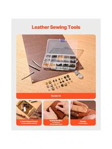 Leather Working Tools Kit 61 PCS Leather Craft Tools With Portable Canvas Storage Bag Engraving Punching Sewing Stamping Sanding Tools Ideal For Beginners DIY Enthusiasts And Professionals - Default - View 8