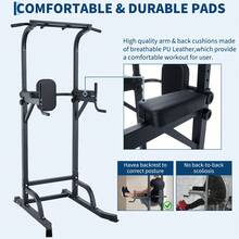 Ataucjin Power Tower Pull Up Bar Dip Station, Adjustable Height Home Gym Equipment, Heavy Duty Strength Trainer With 880 Lbs Capacity, Multi-Function Workout For Full Body Exercise, Stable Fitness Equipment - Black - View 7