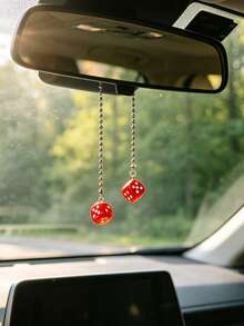 1pc Resin Dice Car Rearview Mirror Hanging Decoration, Car Interior Decor Accessory - A - View 3