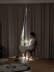 1pc Full Blackout Thermal Insulated Curtain Fabric - 99% UV Resistant Polyester, Rod Pocket Hanging, Non-Bleachable Plain Weave, Bedroom Artistic Theme, Coated Blackout Thermal Insulated, Noise Reduction - Perfect For Deep Sleep In Bedrooms, Farmhouses And Schools (280g Fabric Weight) - Multicolor - View 8