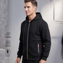 New Korean Style Slim Fit Casual Solid Color Jacket, Designed For Young Men, Fashionable Streetwear - Black - View 3
