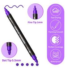 Flysea Dual-Tip Acrylic Paint Marker Set, 24pcs/36pcs/48pcs, 24 Colors/36 Colors/48 Colors, Suitable For Wood, Canvas, Stone, Rock Painting, Glass And Ceramic Surfaces, DIY Craft Art Supplies And Back To School Essential Stationery - Sets - View 6