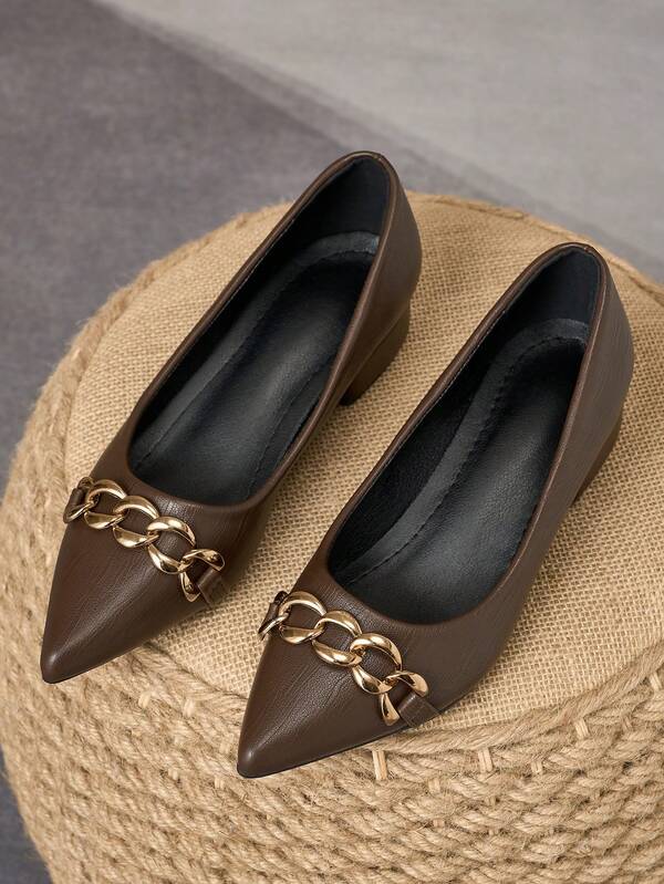MonaNise Sepatu Pump Wanita Model Slingback Ujung Lancip, Seksi, Retro, Kasual, Serbaguna, Warna Cokelat, Sepatu Flat Mewah untuk Liburan, Perjalanan, Belanja, dan Aktivitas Luar Ruangan