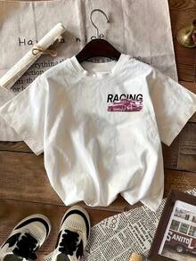 Women'S Casual T-Shirt Racing Letters PrintThe Most Comfortable And Suitable Outfit For Traveling And Having Fun.The Most Wonderful Gift. - 白色 - 查看 8