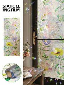 DIY Ins Style Girl's Room Glass Privacy Window Film, Anti-UV Sun Protection, Decorative Floral Print Static Cling Window Sticker For Room Makeover, Fresh Style Bathroom Glass Film - Multicolor - View 14