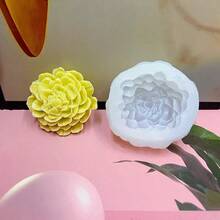 新款波浪邊康乃馨造型香氛蠟燭矽膠模具裝飾，矽膠材質，非常適合製作手工節日裝飾品 - A-白色 - 查看 4