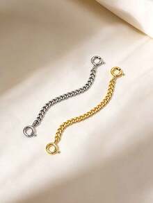 1/3pcs 18K Stainless Steel Extender Chain, Bracelet Safety Chain Necklace Extension Chain, DIY Double-Ended Spring Clasp Finishing Accessories Material - Double-ended Extension Chain - View 5