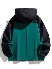 Women's Spring/Autumn Hooded Jacket Plus Size - Dark Green - View 4