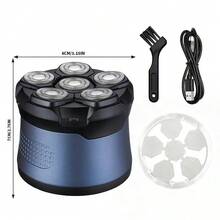 MIGUAN Men's USB Rechargeable 6-Blade Head Shaver: Digital Display, Portable, Easy DIY Bald Look At Home - Suitable Gift Choice Or Personal Use MIGUAN - Blue Single-player - View 3