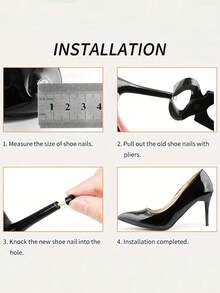 15 Paar schwarze TPU High-Heel-Schuh-Nieten-Zubehör, verschleißfeste, leise Absatzersatz, rutschfeste Schuhabsatz-Reparatur, Stiletto-Absatz - Schwarz - Übersicht 7