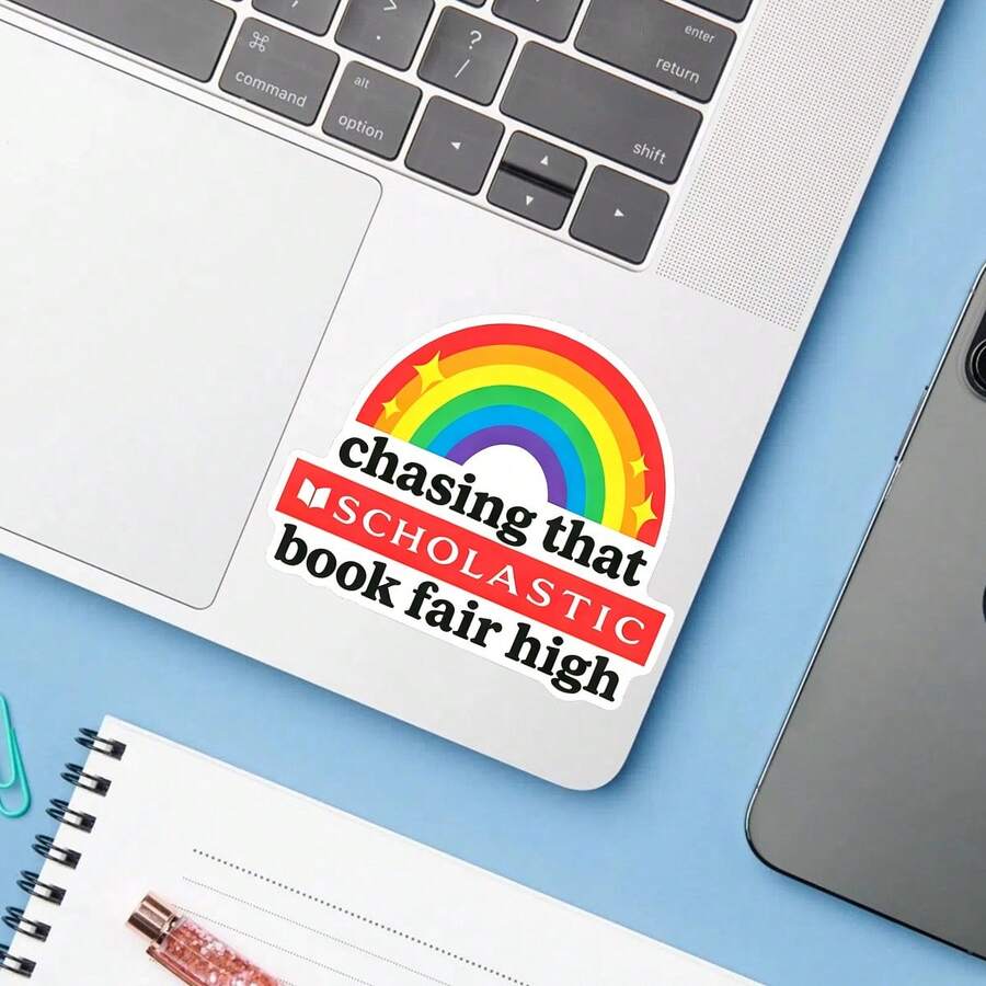 1PC Vintage School Book Fair Sticker, Retro 90s Kids Nostalgia Vinyl Decal For Laptop Water Bottle Notebook E-Reader, Waterproof Book Lover Decal Sticker, Aesthetic Stationery Scrapbook Accessories Gift - S2300 - View 1