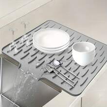 1/2pcs Anti Slip Kitchen Drainage Mat With Built-In Drainage System - Easy To Clean Surface, Suitable For Sinks, Refrigerators, And Drains -Practical, Easy And Fast To Use, Kitchen Essentials,Kitchen Accessories(The Style Will Be Shipped At Random) - Multicolor - View 5