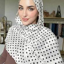 1pc Women's Polka Dot Print Headscarf, Bohemian Style Elegant Multi-Purpose Scarf, Casual Comfortable Sun Protection Shawl, Suitable For Daily Matching Women's Accessory - White - View 2