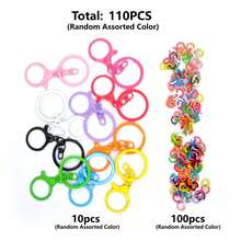 110pcs Colorful Keychain Accessories Set, Includes 10pcs Lobster Clasp Key Rings And 100pcs Open Jump Rings, Keychain Making Accessories For DIY Crafts, Keychains And Bag Decoration, Random Mixed Colors - Multicolor - View 4