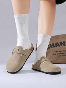 Slouchy Couple Slippers Comfortable Plus Size Winter Slippers - Plush Lining, Thick Sole, Non-Slip Sole, Fashionable Solid Color - Khaki - View 4