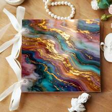 24 Sheets 6X6 Inch Contrast Galaxy Gold Ore Decorative Paper | Dreamy Fluid Ink Texture, Handmade Projects / Scrapbooking / Wedding Cards / Luxury Gift Box Base Paper - Square - View 8
