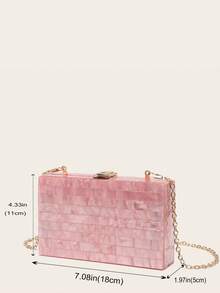 Mini Acrylic Striped Patchwork Bag - Pink - View 11