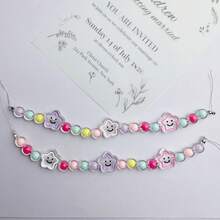 2pcs Cave Shoe Accessories, Candy Frosted Round Bead Chain, Colorful Pearl Chain, Leather Strap Aluminum Chain - Multicolor - View 8