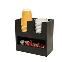 IDUK 1PC Wooden Coffee Pod Storage Rack, Countertop Cup And Lid Organizer, Coffee Accessory Storage Box For Kitchen Bar, Open Classification Storage Rack For Condiments In Restaurant Breakroom - Black - View 8