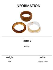 1pc/3pcs Maillard Premium Asymmetrical Acrylic Texture Amber Pattern Bangle, Multi-Layer Stackable Elegant Minimalist Daily Commute Vacation Hand Accessory - Brown - View 7