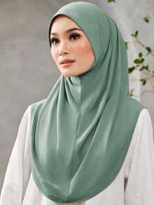 Women's Minimalist Solid Color Hooded Full Coverage Chin Guard Quick Wear Muslim Hijab, Breathable Spring/Summer Style, Easy To Wear, Tubang - Multicolor - View 3