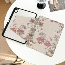 2 Rabbits And Floral Pattern Painted Effect Tablet Protective Case, Built-In Pen Slot, With Stand, Suitable For Honor 8/9/10/X8/X8A/X9/X8Pro/X9Pro And Other Models/ MatePad Se 11 Inch/MatePad 11 Inch/11.5 Inch, MatePad Pro, Apple 10th/11th Gen 2025 (A16), Galaxy Tab A7/A9 And Other Popular Models - Style 20 - View 9